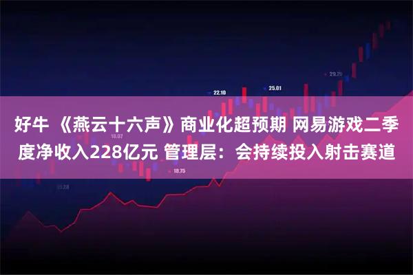 好牛 《燕云十六声》商业化超预期 网易游戏二季度净收入228亿元 管理层：会持续投入射击赛道
